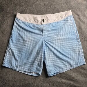Aussiebum Swim Surf Shorts Mens XL  8" Inseam Blue Dots Button Lined